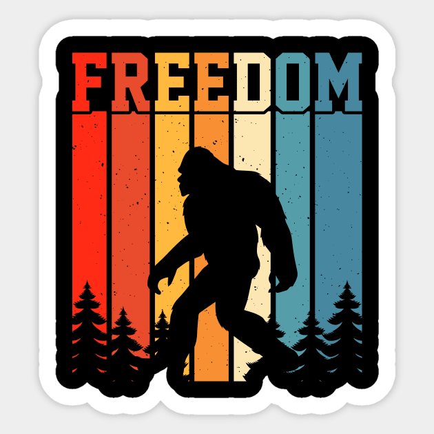 Retro Bigfoot Freedom Sasquatch Sticker by The WYLD Tribe